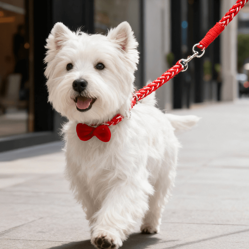 Ensemble collier et laisse tissés à la main pour chien
