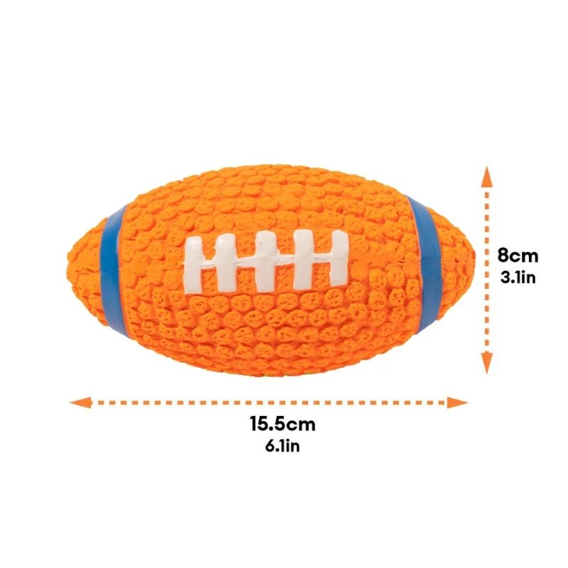 Rugby Dog Chew Toy with Squeaky - Orange